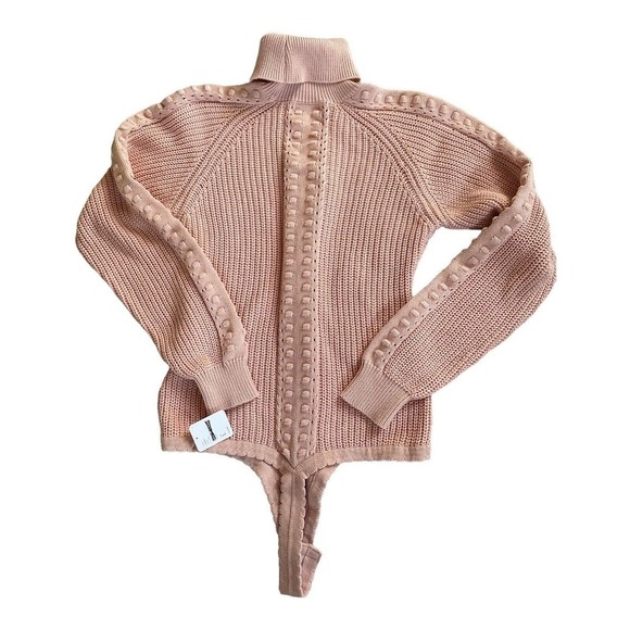 Only Hearts Revolve Bubble Gum Pink Turtleneck Knit Bodysuit in Tender Size L - Picture 8 of 15